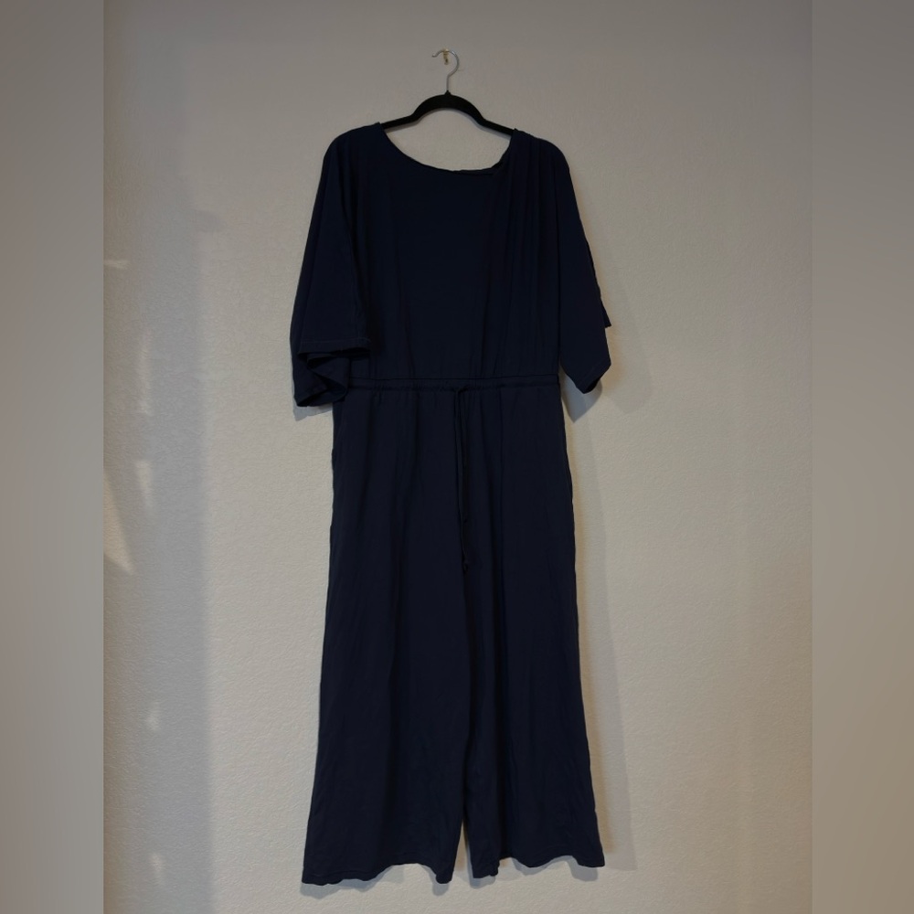 Westbound Navy Jumpsuit with 3/4 Sleeves